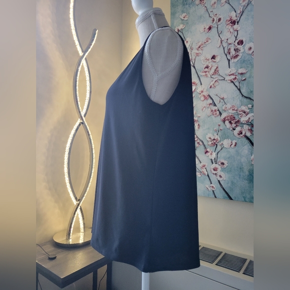 Black Sleeveless Blouse With Jeweled Neckline - Picture 3 of 7